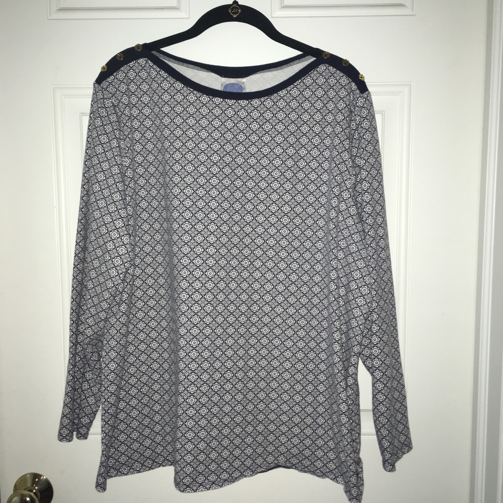 Diane Gilman DG2 Button Detail Boatneck Top